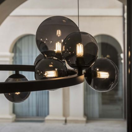 Ideal Lux - LED-lysekrone på wire PERLAGE 30xG9/3W/230V 143 cm sort/røget sort
