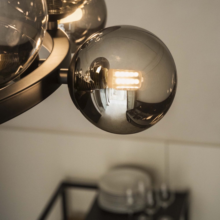 Ideal Lux - LED-lysekrone på wire PERLAGE 30xG9/3W/230V 143 cm sort/røget sort