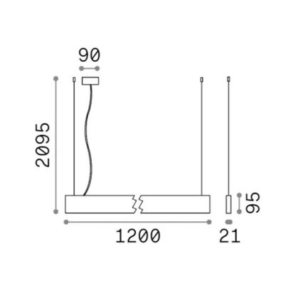 Ideal Lux - LED-pendel på wire STEEL LED/29W/230V 3000K CRI 90 120 cm sort