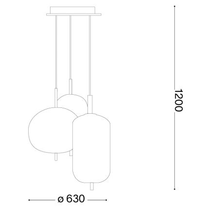 Ideal Lux - LED-pendel på wire UMILE LED/55W/230V Ø 63 cm CRI 90 messing/hvid