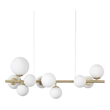 Ideal Lux - LED pendel PERLAGE 10xG9/3W/230V 81 cm guldfarvet/hvid