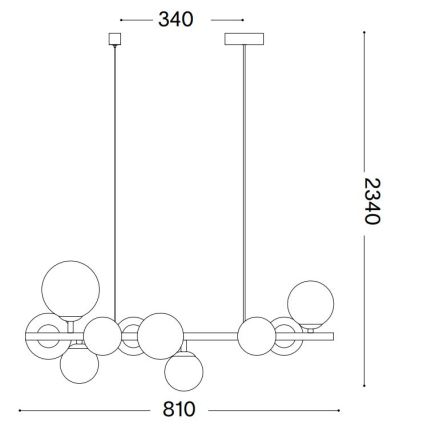 Ideal Lux - LED pendel PERLAGE 10xG9/3W/230V 81 cm guldfarvet/hvid