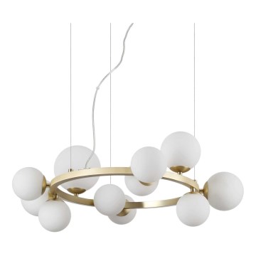 Ideal Lux - LED pendel PERLAGE 11xG9/3W/230V diameter 73 cm guldfarvet/hvid