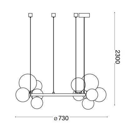 Ideal Lux - LED pendel PERLAGE 11xG9/3W/230V diameter 73 cm sort/røget