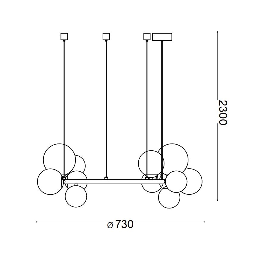 Ideal Lux - LED pendel PERLAGE 11xG9/3W/230V diameter 73 cm sort/røget