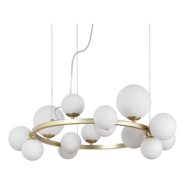 Ideal Lux - LED pendel PERLAGE 14xG9/3W/230V diameter 85 cm guldfarvet/hvid