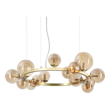 Ideal Lux - LED pendel PERLAGE 14xG9/3W/230V diameter 85 cm guldfarvet/røget