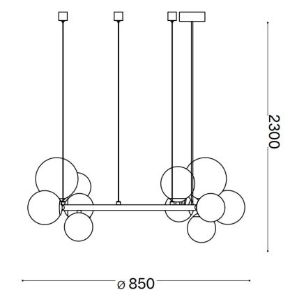 Ideal Lux - LED pendel PERLAGE 14xG9/3W/230V diameter 85 cm guldfarvet/røget