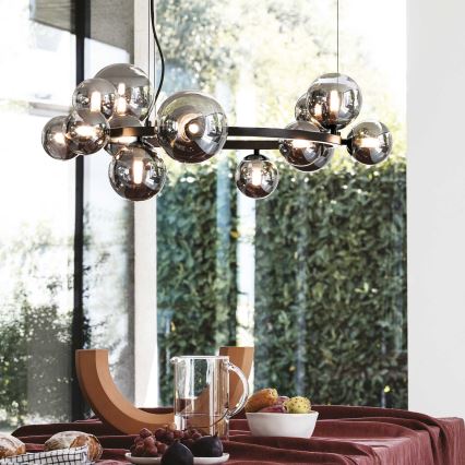 Ideal Lux - LED pendel PERLAGE 14xG9/3W/230V diameter 85 cm sort/røget