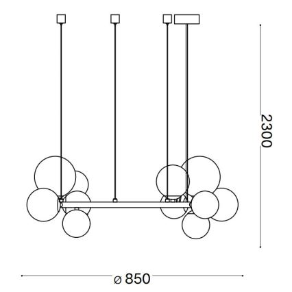 Ideal Lux - LED pendel PERLAGE 14xG9/3W/230V diameter 85 cm sort/røget