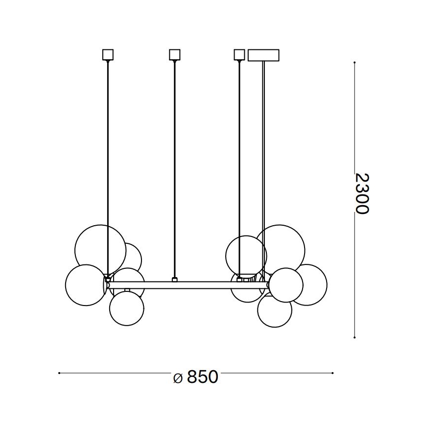 Ideal Lux - LED pendel PERLAGE 14xG9/3W/230V diameter 85 cm sort/røget