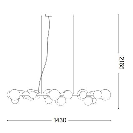 Ideal Lux - LED pendel PERLAGE 30xG9/3W/230V 143 cm sort/røget