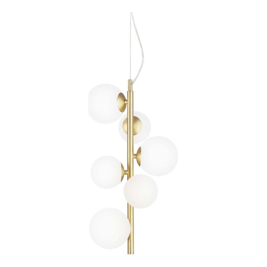 Ideal Lux - LED pendel PERLAGE 6xG9/3W/230V diameter 26 cm guldfarvet/hvid