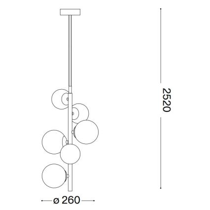 Ideal Lux - LED pendel PERLAGE 6xG9/3W/230V diameter 26 cm sort/røget