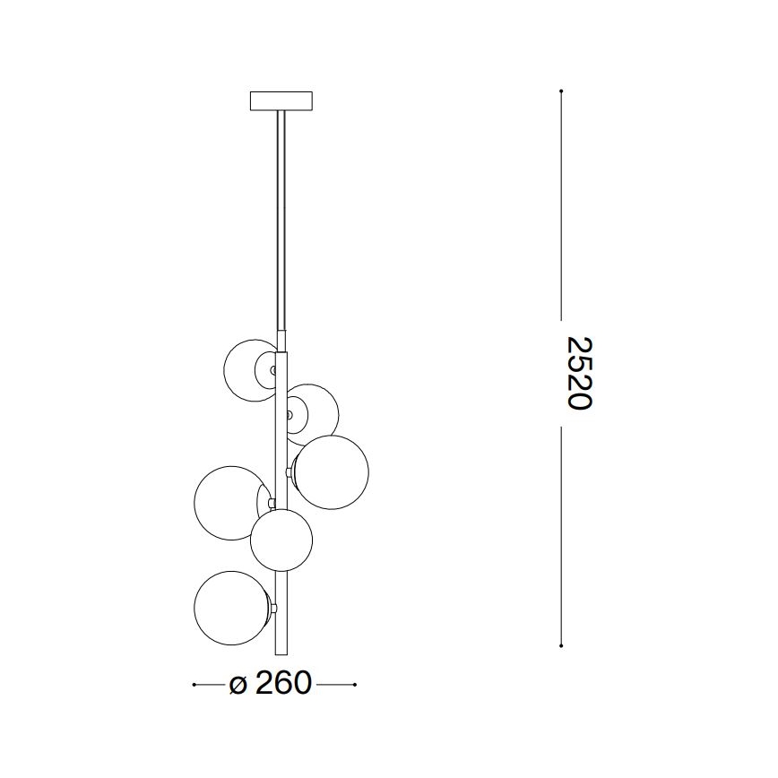 Ideal Lux - LED pendel PERLAGE 6xG9/3W/230V diameter 26 cm sort/røget