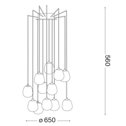 Ideal Lux - LED pendel RHAPSODY 12xG9/3W/230V messing