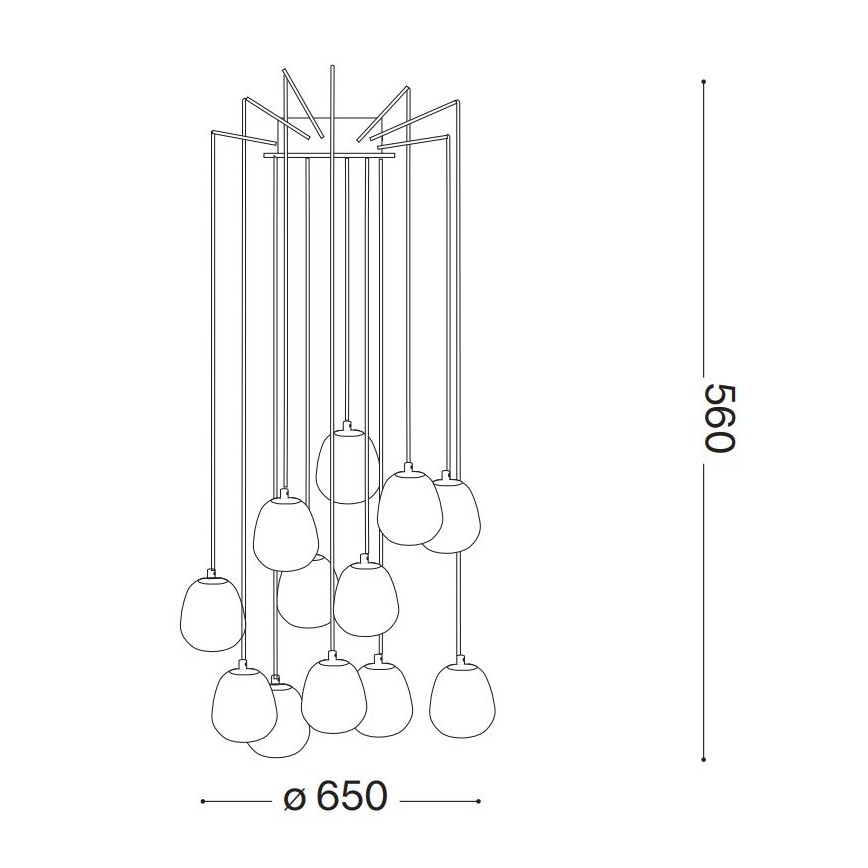 Ideal Lux - LED pendel RHAPSODY 12xG9/3W/230V messing