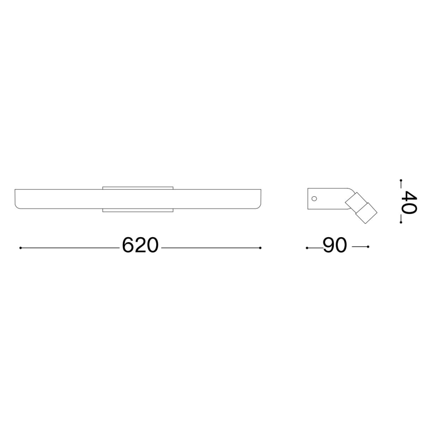 Ideal Lux - LED spejllampe til badeværelse RIFLESSO LED/16W/230V 62 cm CRI 90 IP54 sort