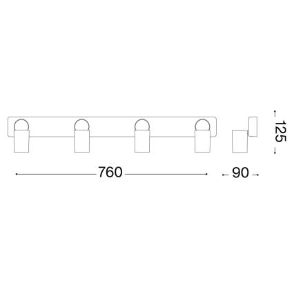 Ideal Lux - LED spotlampe RUDY 4xGU10/7W/230V CRI 90 sort