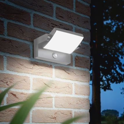 Ideal Lux - LED udendørs væglampe med sensor SWIPE LED/21W/230V CRI 90 IP54 grå