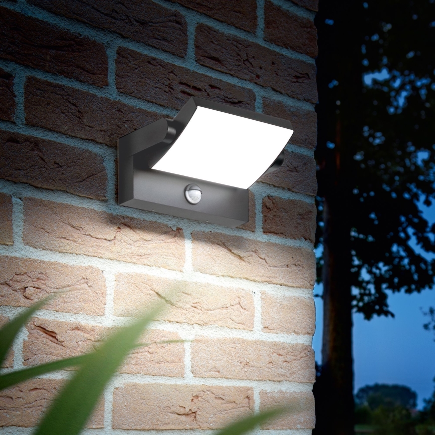 Ideal Lux - LED Udendørs væglampe med sensor SWIPE LED/21W/230V CRI 90 IP54 antracit