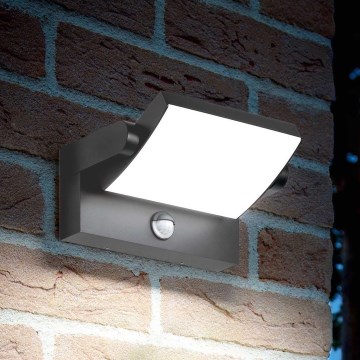 Ideal Lux - LED Udendørs væglampe med sensor SWIPE LED/21W/230V CRI 90 IP54 antracit