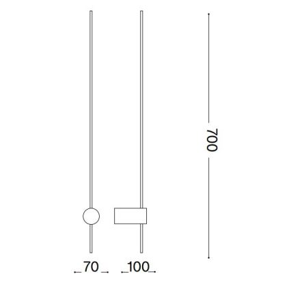 Ideal Lux - LED væglampe ESSENCE LED/12W/230V 4000K 70 cm CRI 90 sort