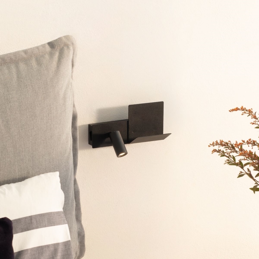 Ideal Lux - LED væglampe KOMODO LED/4,5W/230V USB CRI 90 sort
