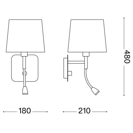 Ideal Lux - LED Fleksibel væglampe NORDIK 1xE14/40W + LED/1,5W/230V