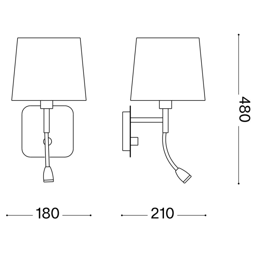 Ideal Lux - LED Fleksibel væglampe NORDIK 1xE14/40W + LED/1,5W/230V