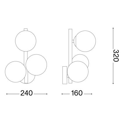 Ideal Lux - LED væglampe PERLAGE 3xG9/3W/230V sort/røget