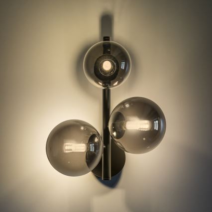 Ideal Lux - LED væglampe PERLAGE 3xG9/3W/230V sort/røget sort