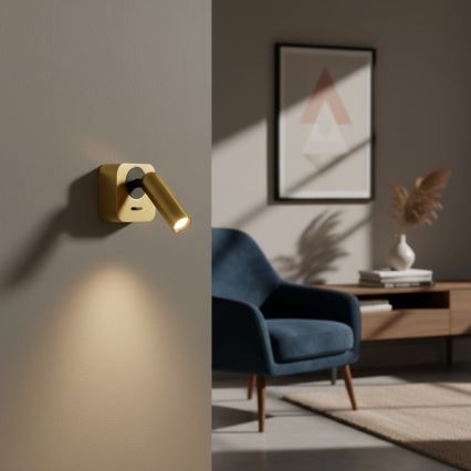 Ideal Lux - LED vægspot BEAN LED/3W/230V CRI 90 guldfarvet