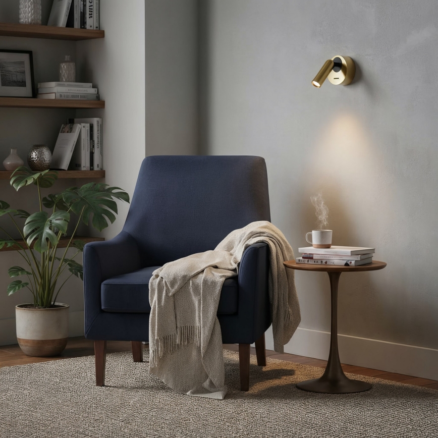 Ideal Lux - LED vægspot BEAN LED/3W/230V CRI 90 messing