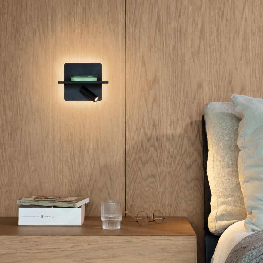 Ideal Lux - LED vægspot PIANO LED/10W/230V CRI 90 USB sort