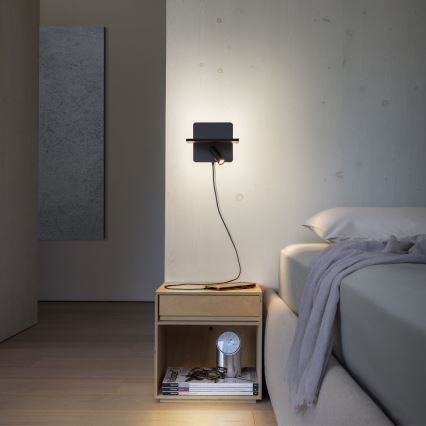 Ideal Lux - LED vægspot PIANO LED/10W/230V CRI 90 USB sort
