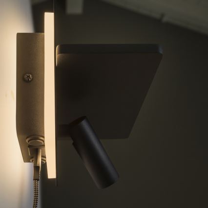Ideal Lux - LED vægspot PIANO LED/10W/230V CRI 90 USB sort