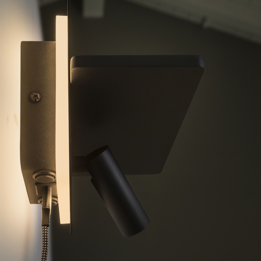 Ideal Lux - LED vægspot PIANO LED/10W/230V CRI 90 USB sort