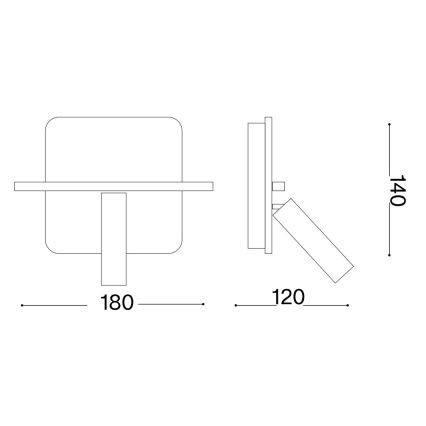 Ideal Lux - LED vægspot PIANO LED/10W/230V CRI 90 USB sort