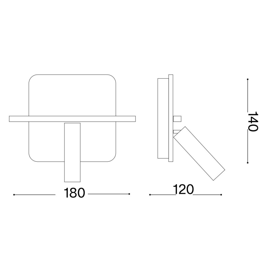 Ideal Lux - LED vægspot PIANO LED/10W/230V CRI 90 USB sort