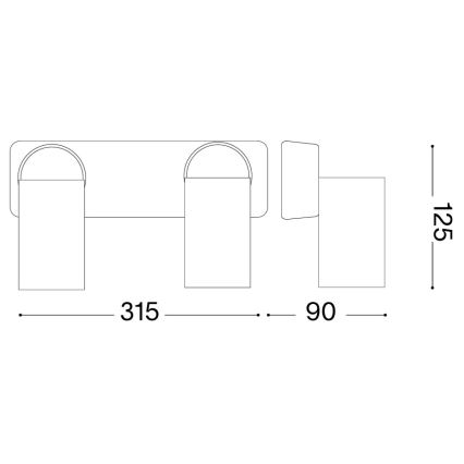 Ideal Lux - LED vægspot RUDY 2xGU10/7W/230V CRI 90 sort