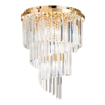 Ideal Lux - Loftlampe i krystal CARLTON 12xE14/40W/230V diameter 50 cm guldfarvet