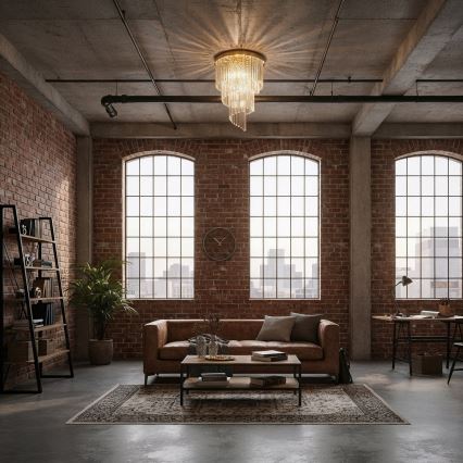 Ideal Lux - Loftlampe i krystal CARLTON 12xE14/40W/230V diameter 50 cm guldfarvet