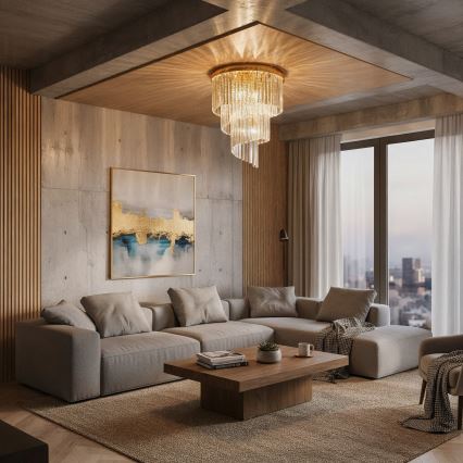 Ideal Lux - Loftlampe i krystal CARLTON 12xE14/40W/230V diameter 50 cm guldfarvet