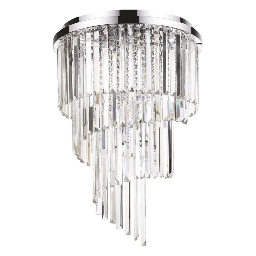 Ideal Lux - Loftlampe i krystal CARLTON 12xE14/40W/230V diameter 50 cm skinnende krom