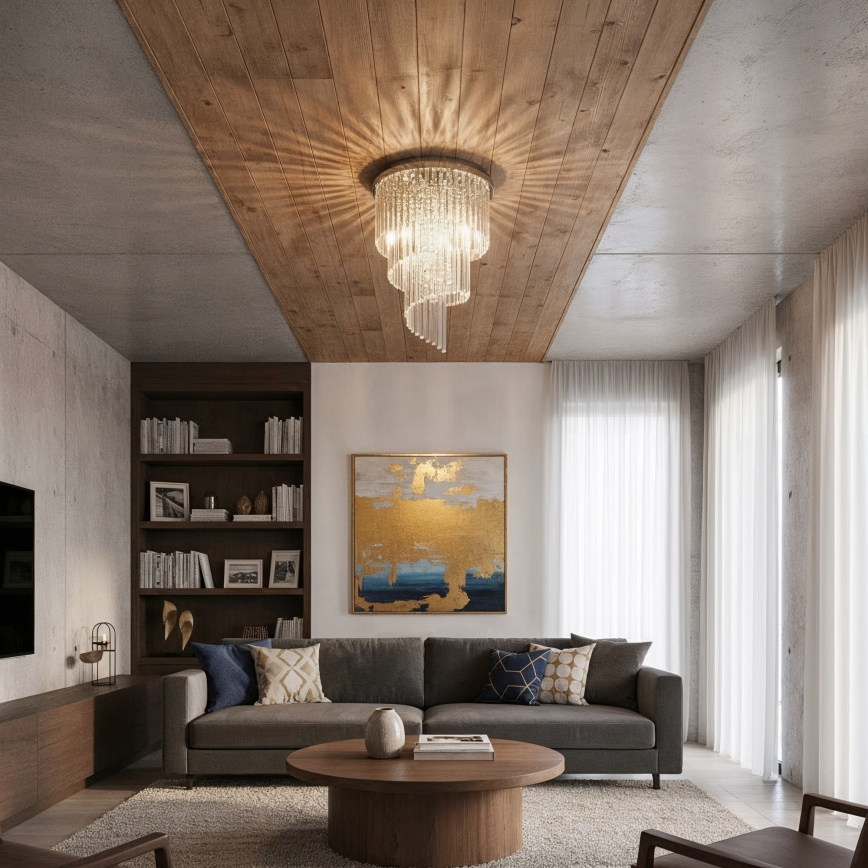 Ideal Lux - Loftlampe i krystal CARLTON 12xE14/40W/230V diameter 50 cm skinnende krom