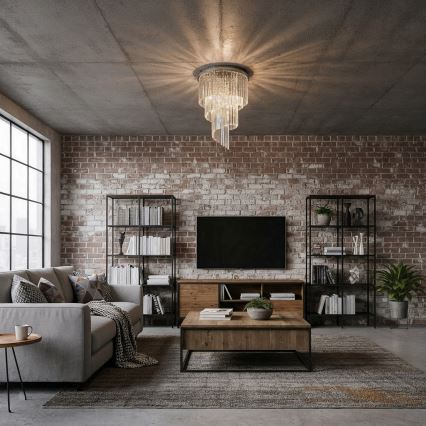 Ideal Lux - Loftlampe i krystal CARLTON 12xE14/40W/230V diameter 50 cm skinnende krom