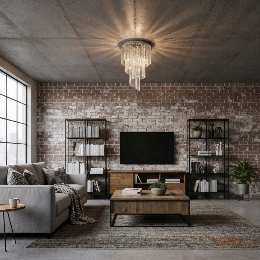 Ideal Lux - Loftlampe i krystal CARLTON 12xE14/40W/230V diameter 50 cm skinnende krom