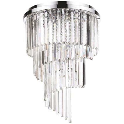 Ideal Lux - Loftlampe i krystal CARLTON 12xE14/40W/230V diameter 50 cm skinnende krom