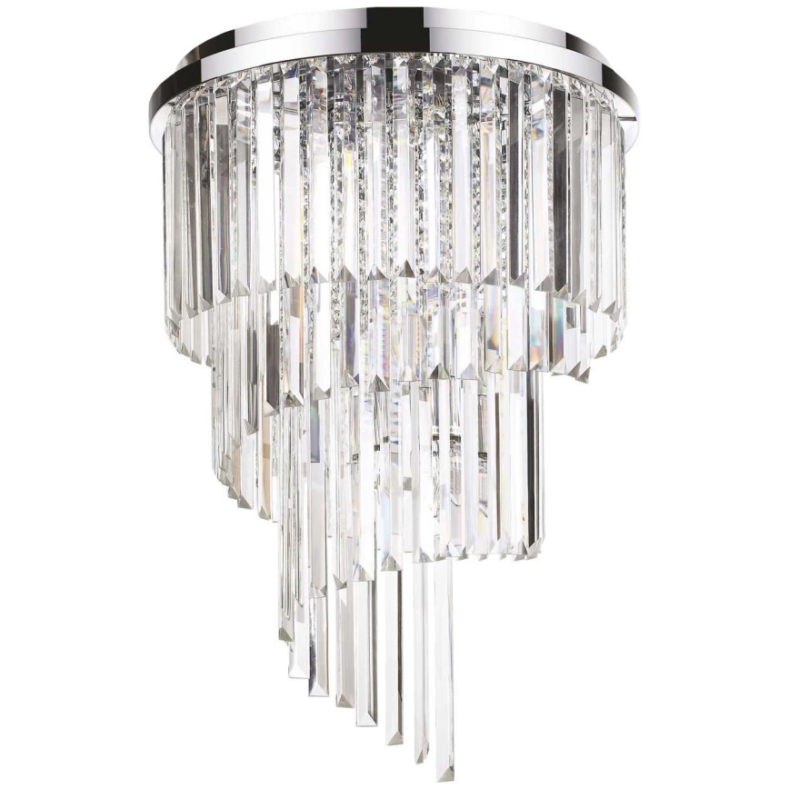 Ideal Lux - Loftlampe i krystal CARLTON 12xE14/40W/230V diameter 50 cm skinnende krom